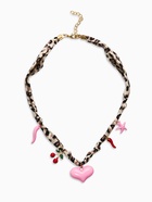 Колье с подвесками «Леопард. Сердце», 40 см, розовый, коричневыйв золоте - фото 63131334