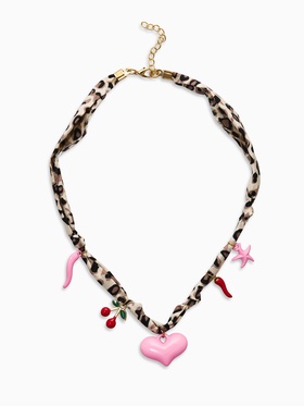 Колье с подвесками «Леопард. Сердце», 40 см, розовый, коричневыйв золоте 10904844