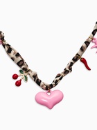 Колье с подвесками «Леопард. Сердце», 40 см, розовый, коричневыйв золоте - фото 63131335