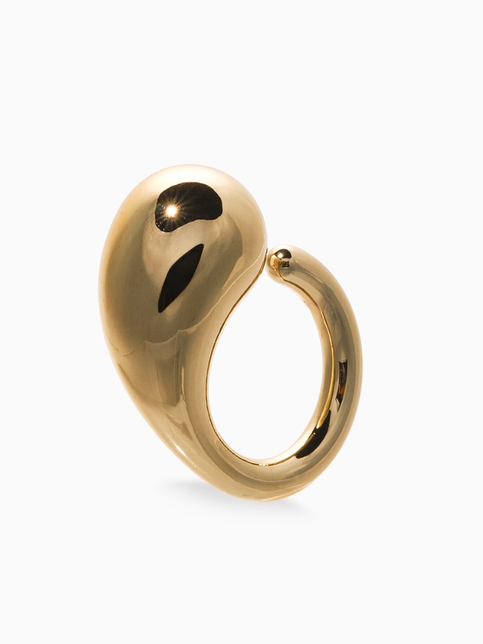 Кольцо крупное «Капля Бо», размер 17, пластик, цвет золото - Фото 1