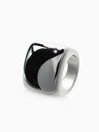 Кольцо крупное «Объемный квадрат», размер 17, пластик, цвет серебро - фото 63131353