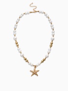 Кулон на жемчужных бусах «Морская звезда», 55 см, белый в золоте - фото 63131363