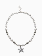 Кулон на жемчужных бусах «Морская звезда», 55 см, белый в серебре - фото 63131369