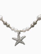 Кулон на жемчужных бусах «Морская звезда», 55 см, белый в серебре - фото 63131370