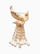 Брошь «Птица с жемчужным хвостом», белая в золоте - Фото 2