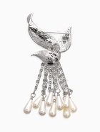 Брошь «Птица с жемчужным хвостом», белая в серебре - Фото 2