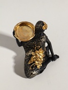 Подсвечник полистоун "Африканка в чёрном платье с цветами" с золотом d=4,5 см 11х13х16 см - фото 63232871