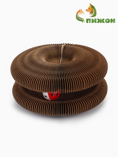 Когтеточка - игрушка «Пижон. Бублик», 11×11×7/20×11 см, гофрокартон, коричневая