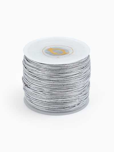Шнур люрекс на бобине d=1 мм L=90 м, цвет серебряный