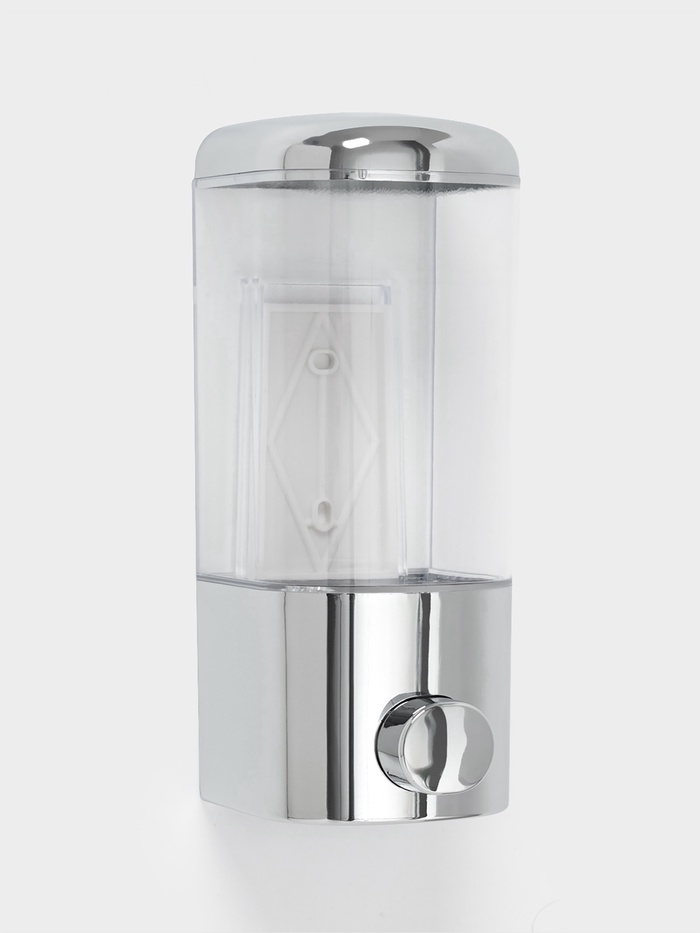 УЦЕНКА Диспенсер для жидкого мыла механический 500 мл 8х9х20 см, цвет хром - Фото 1