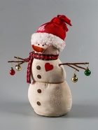 УЦЕНКА Кукла интерьерная текстильная «Снеговичок с ёлочными шариками и сердечком», 38×14×40 см 10969768