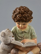 УЦЕНКА Сувенир полистоун "Кудрявый мальчишка читает книжку медвежонку" 9х7х9 см - фото 14998411