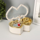 УЦЕНКА Шкатулка музыкальная пластик механическая "Двойное сердце белое" 6х16х10 см - Фото 2