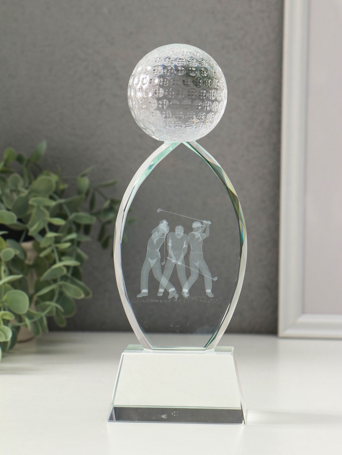 УЦЕНКА Сувенир стекло "Стела наградная. Гольф" 8х6х22 см - Фото 1