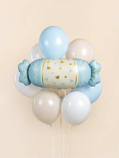 Воздушный шар фольгированный 34" «Конфета», голубой сатин
