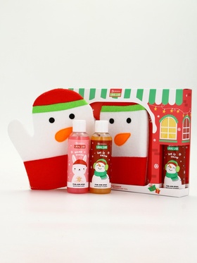 Подарочный набор новогодний «Снеговик», гель для душа 2 шт. × 150 мл, мочалка, URAL LAB