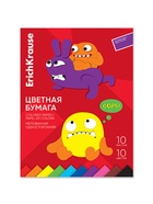 Бумага цветная ErichKrause. Jolly Friends, А4, 10 цветов, 10 листов, односторонняя, мелованная, на склейке (комплект 3 шт) - фото 63131800