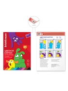 Картон цветной ErichKrause. Jolly Friends, А4, 10 цветов, 10 листов, мелованный, односторонний, глянцевый, на склейке - Фото 3