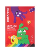 Картон цветной ErichKrause. Jolly Friends, А4, 10 цветов, 10 листов, мелованный, односторонний, глянцевый, на склейке - Фото 6