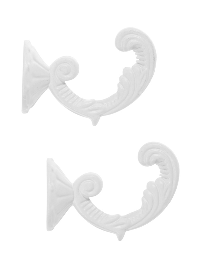 Держатель для штор ТУНДРА KS002, однорожковый, белый, 2 шт. - Фото 1