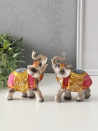 Сувенир полистоун "Два императорских слона в красно-золотой попоне" набор 2 шт 5х11,5х13 см   109152 - фото 63131851