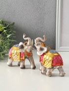 Сувенир полистоун "Два императорских слона в красно-золотой попоне" набор 2 шт 5х11,5х13 см   109152 - фото 63131853