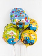 Воздушный шар фольгированный 18" «Весёлое путешествие. Синий трактор», 5 шт. - Фото 2