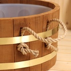 УЦЕНКА Шайка 10 л с пластиковой вставкой, ручки веревка, латунный обруч ТЕРМО липа - Фото 4