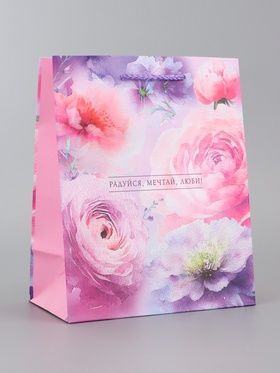 Пакет подарочный ламинированный вертикальный «Цветочное ассорти», 18×22.3×10 см 10961817