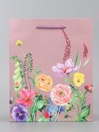 Пакет подарочный ламинированный вертикальный «Цветочный узор», 18×22.3×10 см 10961825