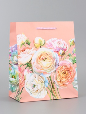 Пакет подарочный ламинированный вертикальный «Цветочная роспись», 18×22.3×10 см 10961828