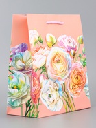 Пакет подарочный ламинированный вертикальный «Цветочная роспись», 18×22.3×10 см 10961828