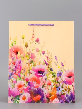 Пакет подарочный ламинированный вертикальный «Прогулка по лугу», 26?12?32 см (комплект 2 шт)