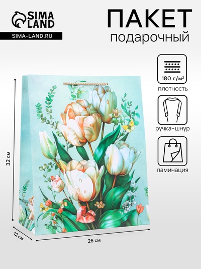 Пакет подарочный ламинированный вертикальный «Блаженство», 26×12×32 см