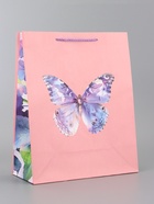 Пакет подарочный ламинированный вертикальный «Портрет бабочки» 26×12×32 см 10961839