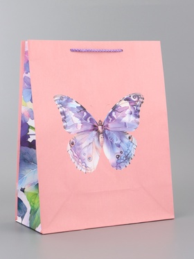Пакет подарочный ламинированный вертикальный «Портрет бабочки» 26×12×32 см 10961839