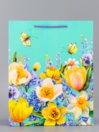 Пакет подарочный ламинированный вертикальный «Цветочная панорама», 26×12×32 см 10961845