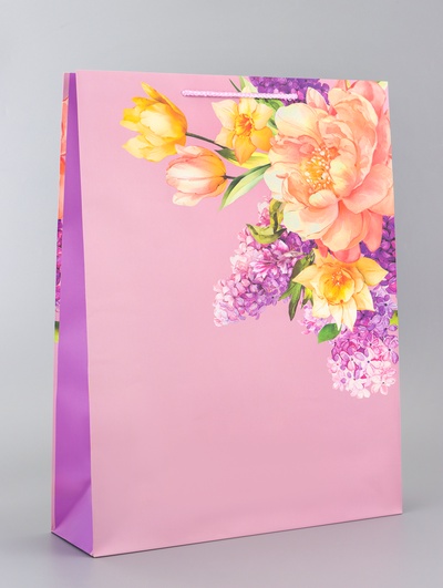 Пакет подарочный ламинированный вертикальный «Палитра лепестков», 33×42.5×10 см