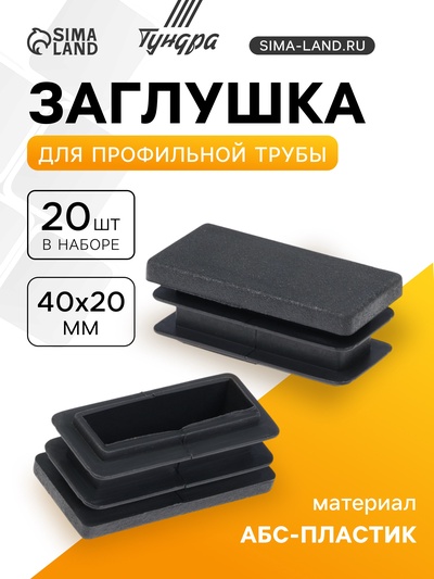 Заглушка для профильной трубы ТУНДРА, 40×20 мм, набор 20 шт.