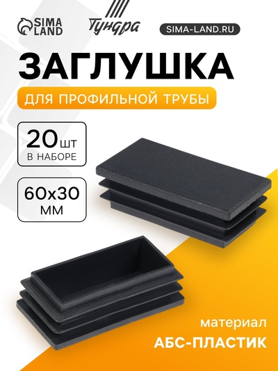 Заглушка для профильной трубы ТУНДРА, 60×30 мм, набор 20 шт.