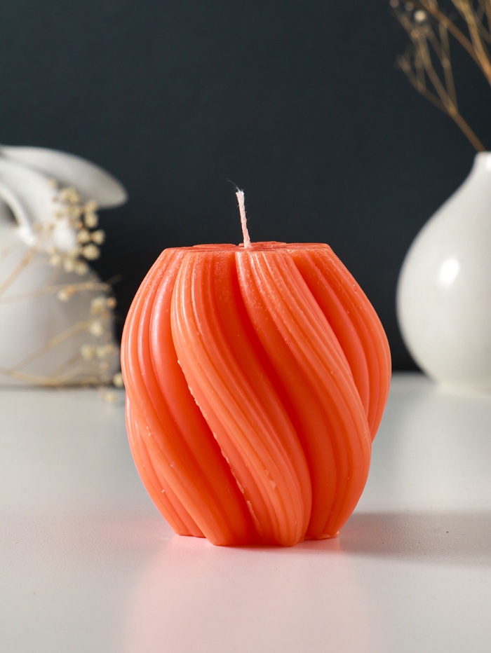 Свеча - цилиндр 9×8 см, 220 г, с нарезкой, персик - Фото 1