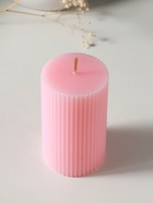 Свеча-цилиндр 6×10 см, 250 г, с мелкими гранями, розовый - фото 63634307