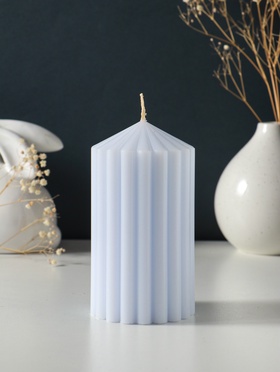 Свеча-цилиндр 7×14 см, 370 г, рифлёная, лаванда