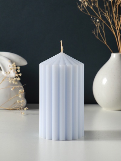 Свеча - цилиндр 7×14 см, 370 г, рифлёная, лаванда