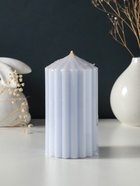 Свеча-цилиндр 7×14 см, 370 г, рифлёная, лаванда - фото 63634311