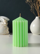 Свеча-цилиндр 7×14 см, 370 г, рифлёная, мята - фото 63634312