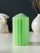 Свеча-цилиндр 7×14 см, 370 г, рифлёная, мята - фото 63634314