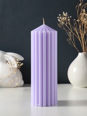 Свеча-цилиндр 7×20 см, 600 г, с крупными гранями, лаванда