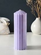 Свеча-цилиндр 7×20 см, 600 г, с крупными гранями, лаванда - фото 63634317
