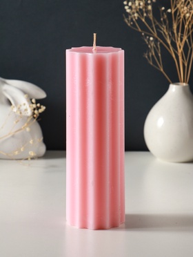 Свеча-цилиндр 7×20 см, 600 г, с крупными гранями, розовый
